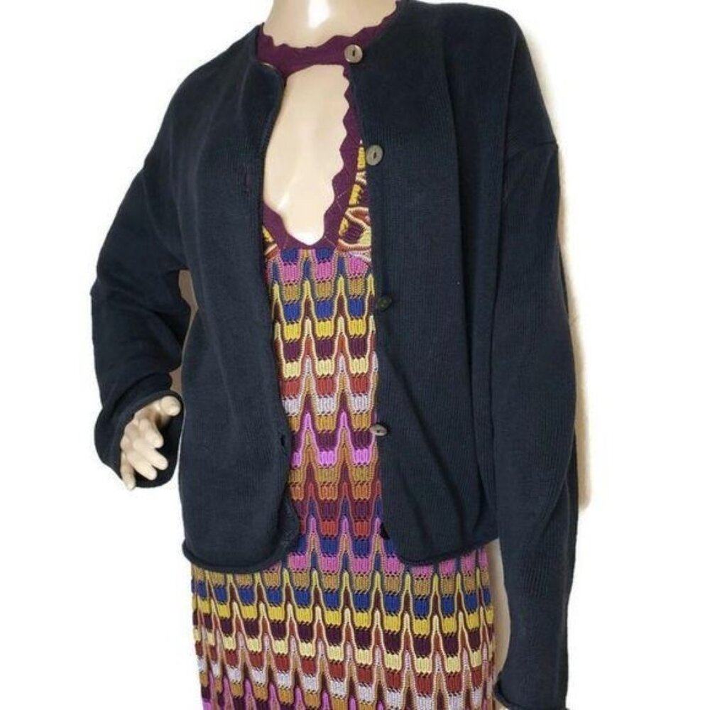 J. Jill Womens Black Cotton Cardigan Sweater Size S Made In USA